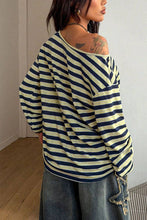 Green One-Shoulder Striped Top