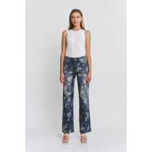 Floral Blue High Rise Wide Leg Embellishment Mica Jeans