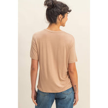 Dark Taupe Classic Crew Neck Short Sleeve Pocket Top