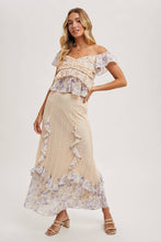 Pink Combo Floral Trimmed Maxi Lace skirt
