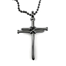 Nail Cross Gunmetal Finish Ball Chain Necklace