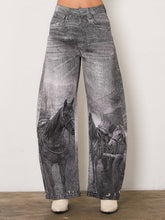 Western Black Horse Digital Printed Baggy Jeans