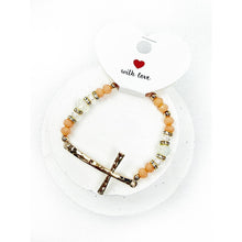 Hammered Cross Bead Stretch Bracelet: MIX COLOR / ONE(12)