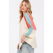 Magnolia Color Block Cotton Knit Sage+Fig Top