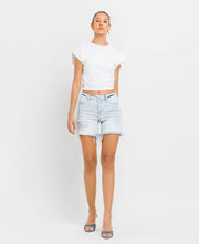 Appreciation Mid Rise Distressed Stretch Vervet Shorts