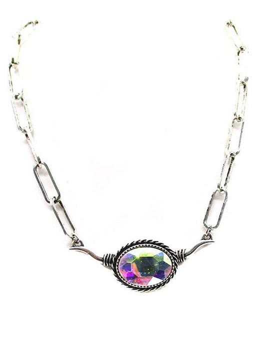 Western Horn Aurora Stone Necklace