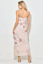 Blush Multi Romantic Lace & Floral Tiered Maxi Dress