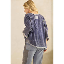 Navy Mineral Wash Henley Sage + Fig Pullover