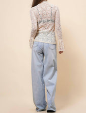 Beige See Sheer Lace Blouse Layering Top
