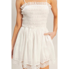 Cream Smocked Lace Trim Romper