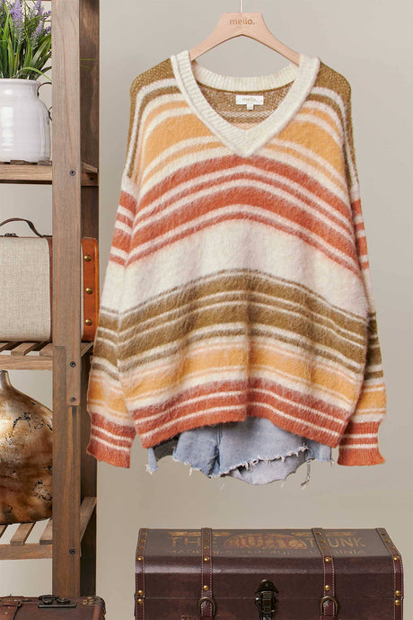 Multi Multi Stripe Color Knit Top