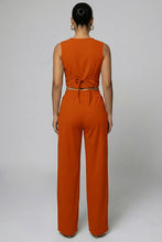 Button Vest with Adjustable Back Tie & Wide Leg Pants Sets: Black / S