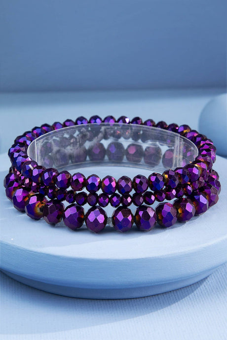 Dark Orchid Luxe 3 Strand Glass Bead Bracelet Set