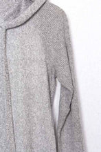 Heather Grey Plus Long Sleeve Ribbed Hoodie Pullover Sweater 