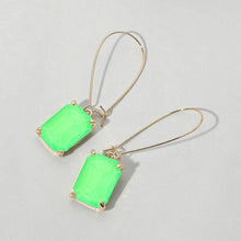 Black Emerald Cut Stone Dangle Evening Earrings