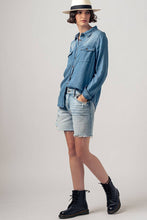 White Classic Tencel Utility Casual Button Down Chambray Urban Daizy Shirt