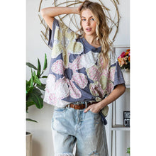 Navy Washed Floral Patchwork Oversized Oli+Hali Tee