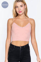 Black V-neck with Lace Trim Floral Jacquard Seamless Crop
