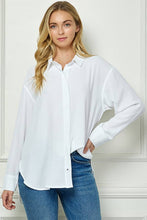 White Oversized Boyfriend Light Weight Air flow Button Up Shirt