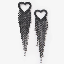 Silver Rhinestone Heart Fringe Earring