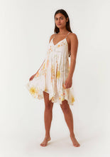 Vanilla Coral Floral V Neck Handkerchief Mini Dress