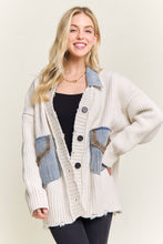 Ivory Distressed Ribbed Knit Cardigan
