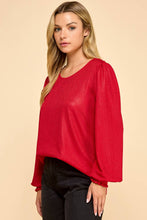 Red Shimmer Long Sleeve Blouse