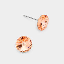 Jet Black 8mm Round Crystal Stud Earrings