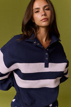 Navy Lilac Lottie Stripe Rugby Pullover
