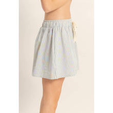 Sky Blue Striped Elastic Waist Shorts
