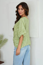 Lime Pleated Twist Front Draped V Neck Venti Blouse