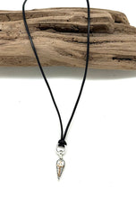 Necklace Leather Style Black Cord Heart w/Cross Drop 18”