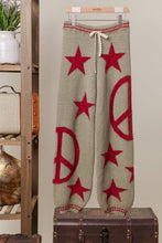 Dark Olive Peace & Stars Cozy Knit Pants