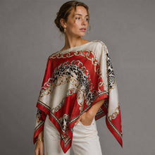 Brown Leopard Chain Print Scarf Poncho