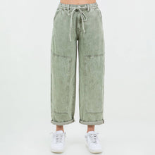 Olive Washed Barrel Fit Pants