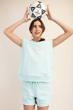 Ice Blue Sleeveless French Terry Oversized Hoodie