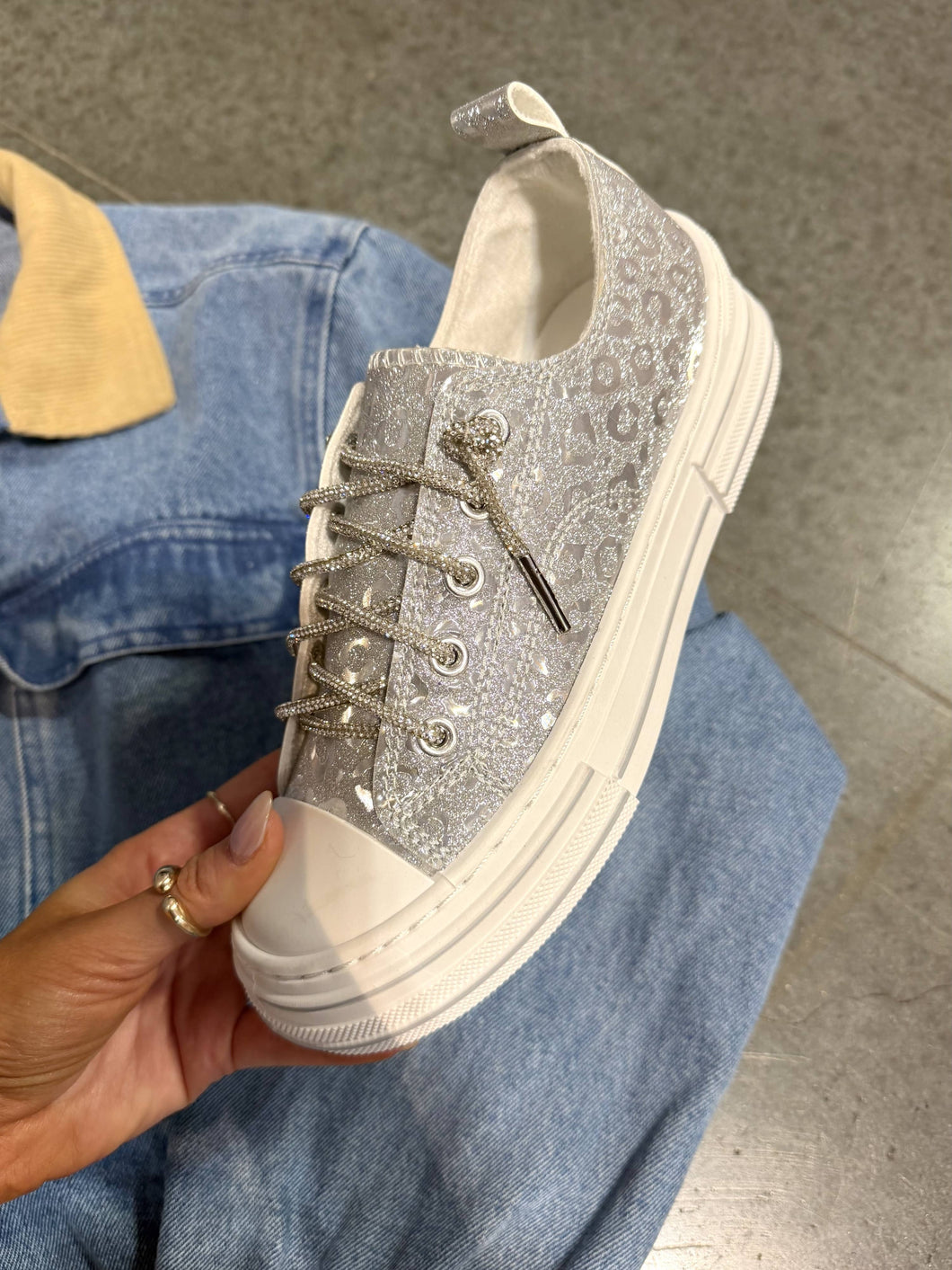 Silver Aman Leopard Shine Very G Womens Sparkly Sneaker