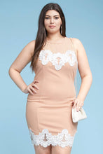 Nude Plus Size Crochet Contrast Dress