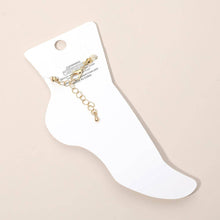 Gold White Pearl Accent Beaded Layered Chain Anklet