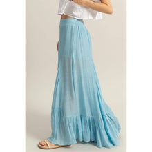 Ice Blue High-Waist Ruffle Flared Wide Leg HYFVE Pants