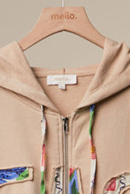 Beige Flower Fabric Detail Hooded Sweatshirt