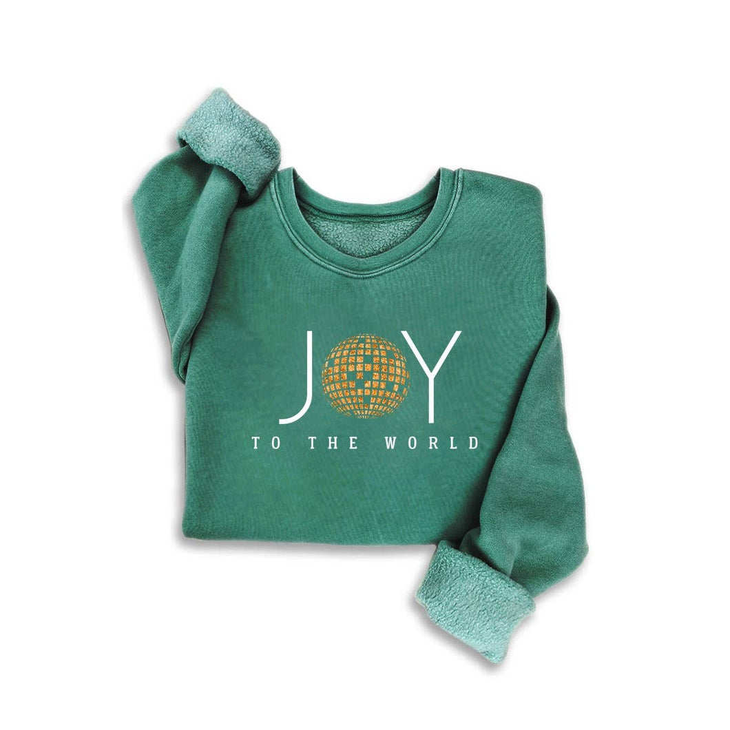 Mineral Dusty Green Joy To The World Glitter Sweatshirt