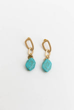 Turquoise Stone Drop Chain Earrings: Turquoise