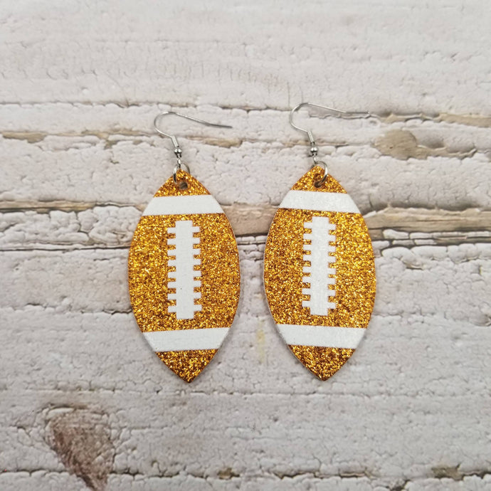 Shiny Colorful Rugby PU Earrings: Yellow