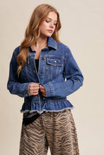 Blue Haze Ruffled Hem Denim Jacket