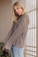Mocha Distressed Mineral Washed Sweater