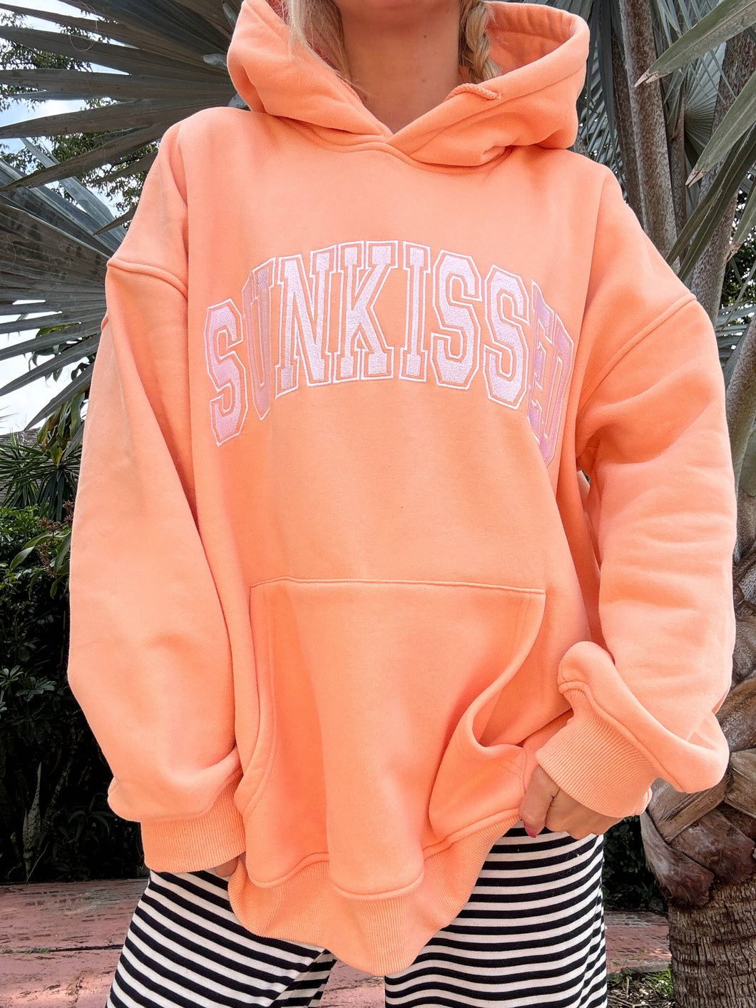 Sherbet Orange Varsity Embroider Sunkissed Hoodie