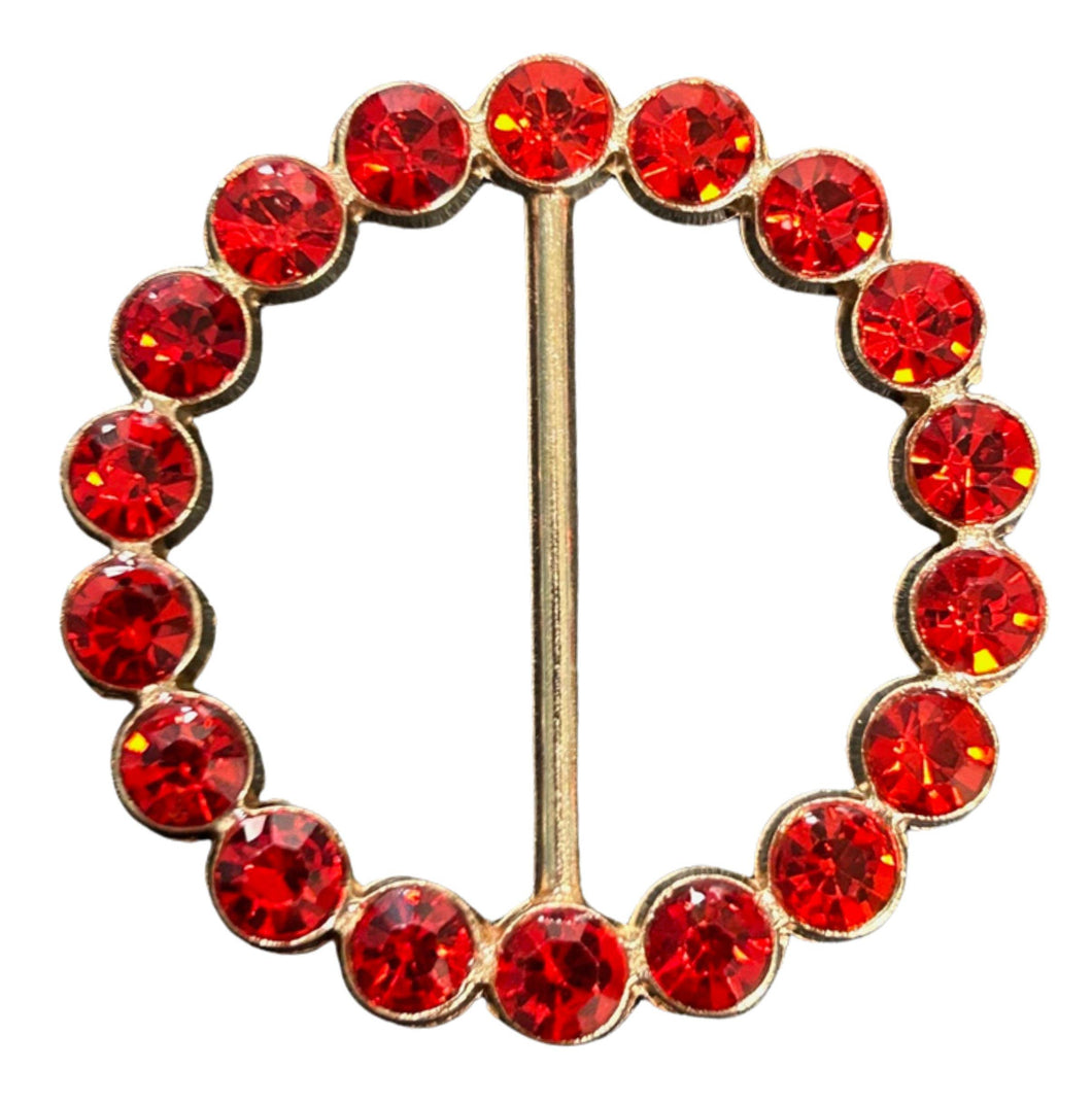 Tee Tie Round Gold with Red Rhinestones