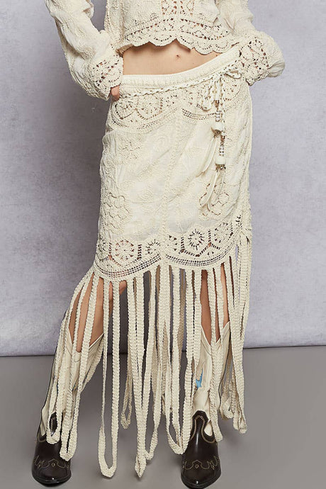 Natural Crochet patterns elongated fringe detail POL skirts