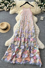 Pink Floral Sleeveless Casual Maxi Dress